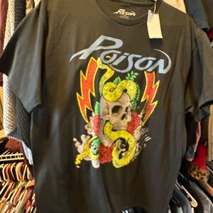 Poison Graphic T-Shirt with Skull and Snake Design